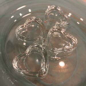 Four Glass Candle Holders or Trinket Glass Hearts (4)